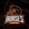 Furious horse sport club vector logo concept isolated on dark background