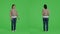 Furious negative adult standing on full body greenscreen