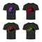 Furious octopus, bear, alligator and horse head sport vector logo concept set isolated on black t-shirt mockup.