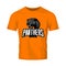 Furious panthers sport vector logo concept isolated on orange t-shirt mockup
