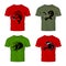 Furious piranha, ram, snake and dinosaur head sport vector logo concept set on color t-shirt mockup.