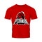 Furious piranha sport vector logo concept isolated on red t-shirt mockup.