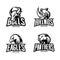 Furious rhino, bull, eagle and panther sport vector logo concept set isolated on white background.