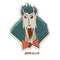 Furious vampire Dracula. Cute Halloween character sticker. Vector illustration