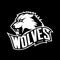 Furious wolf sport mono vector logo concept isolated on dark background