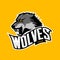 Furious wolf sport vector logo concept on yellow background.