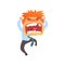 Furious young redhead man screaming, despair aggressive person cartoon character vector illustration