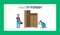 Furniture Assembly Service Landing Page Template. Carpenter Worker Characters with Tools Assembling Wardrobe