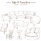 furniture collection sketch drawing vector