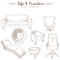 furniture collection sketch drawing vector