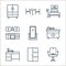 furniture decoration line icons. linear set. quality vector line set such as office chair, wardrobe, desk, desk, mirror, kitchen,