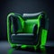 furniture design, armchair, inflatable, fluorescent green insiduprkbe, transparent, concept product design, futuristic, modern