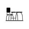 Furniture desk black icon, vector sign on isolated background. Furniture desk concept symbol, illustration