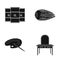 Furniture, ecology, medicine and other web icon in black style. mirror, wood, glass, icons in set collection.