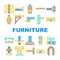 furniture fitting construction icons set vector