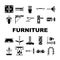furniture fitting construction icons set vector
