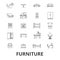 Furniture, furniture design, interior, chair, office furniture, living room line icons. Editable strokes. Flat design