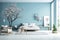 furniture home apartment wall room interior design luxury sofa modern blue. Generative AI.