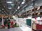 Furniture and home appliances are sold in a large warehouse.