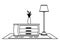 Furniture house interior icon cartoon in black and white