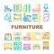 Furniture House Room Interior Icons Set Vector