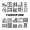 Furniture House Room Interior Icons Set Vector