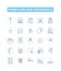 Furniture and household vector line icons set. Furniture, Household, Chair, Couch, Table, Desk, Bed illustration outline