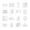 Furniture icon. Desk office and home chair table bed workplace tools for room vector thin line symbols