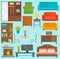 Furniture icons vector illustration outline modern closet bedroom silhouette