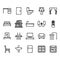 Furniture line icon set, home decor symbols collection or sketches