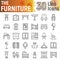 Furniture line icon set, interior symbols collection, vector sketches, logo illustrations, household signs