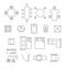 Furniture linear vector symbols. Floor plan icons