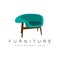 Furniture Logo Design, Home Furniture Illustration Table Icons, Chairs, Cupboards, Lamps