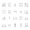 Furniture outline vector icon set. Modern minimalistic design.