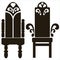 Furniture of throne icons isolated on white