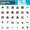 Furniture vector icons set, Home Interior modern solid symbol collection, pictogram pack isolated on white