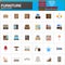 Furniture vector icons set, Home Interior modern solid symbol collection, pictogram pack isolated on white