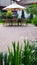 Furniture on wood deck outdoors