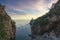 Furore beach bay in Amalfi coast, panoramic view. Italy