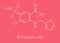 Furosemide diuretic drug molecule. Medically used to treat hypertension. Also used as masking agent in sports doping. Skeletal.