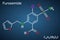 Furosemide, Frusemide molecule. Diuretic drug, is used to treat hypertension and edema. Structural chemical formula on the dark