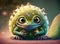 furry cheerful baby frog with big eyes