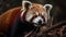 Furry red panda munching on a bamboo shoot created with Generative AI