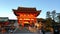 Fushimi Inari Romon Gate. Beautiful Sunset Dusk