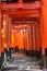 Fushimi Inari-taisha Shrine. Thousands countless vermilion Torii gates on a hill