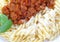 Fusilli and bolognese