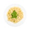 Fusilli Pasta Al Dente with Parmigiano Reggiano Cheese Isolated