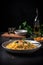 Fusilli pasta with bottarga. Italian Food