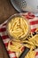 Fusilli pugliesi. Italian twisted pasta in jar. Top view