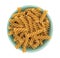 Fusilli whole wheat organic pasta in a bowl